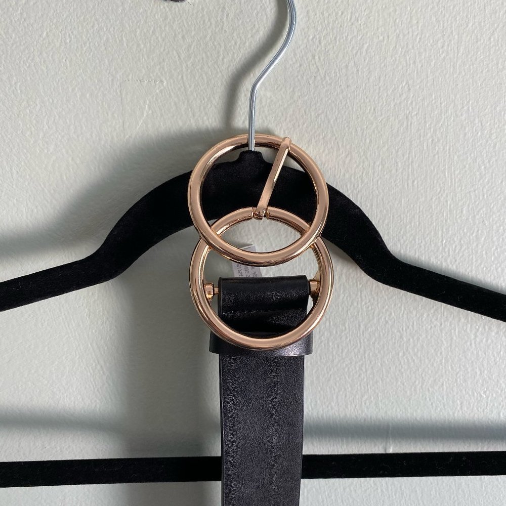 Faux Black Leather Belt